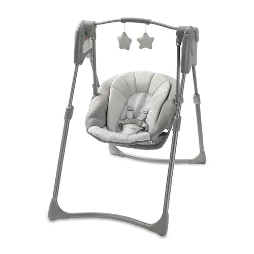 Graco Slim Spaces compact foldable baby swing in Reign color