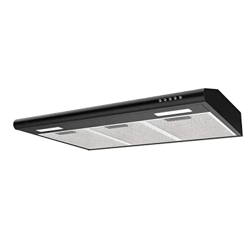 CIARRA black under cabinet range hood with anti-fingerprint finish
