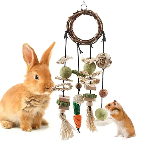 Bissap Christmas-themed grapevine wreath chew toy for rabbits with natural treats
