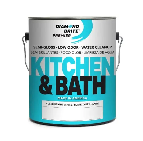Diamond Brite Paint one-gallon can of white semi-gloss kitchen and bathroom paint