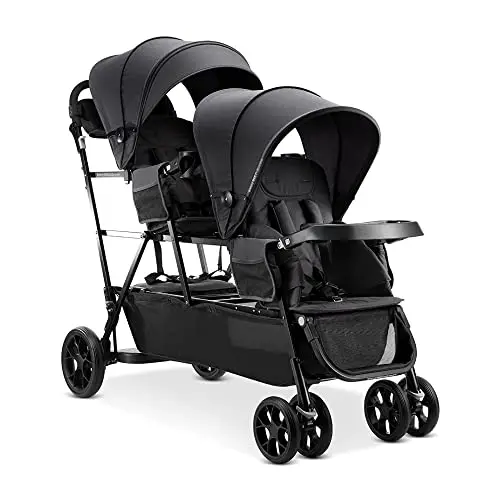 Joovy Big Caboose triple stroller with rear bench seat in Jet