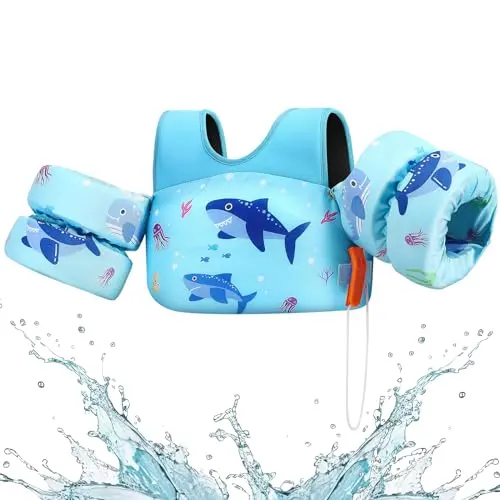 HeySplash Blue Shark swim vest with water wing arms