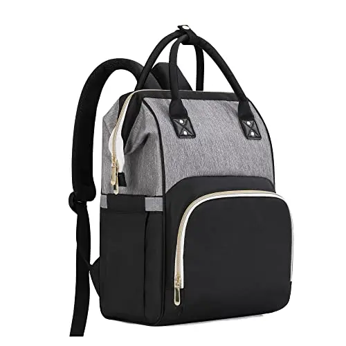 Femuar black and gray large capacity diaper bag backpack