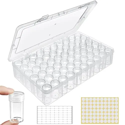 Notgia 60 clear plastic screw-top jars in a storage box