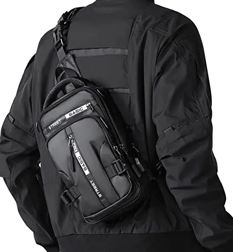 Anti Theft Sling Backpack with USB charging port being worn