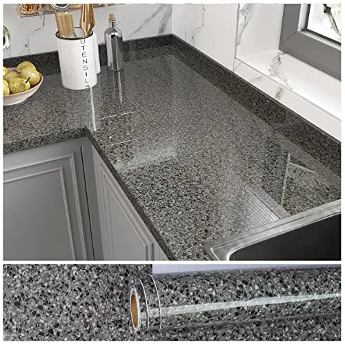 VEELIKE dark granite pattern peel and stick countertop paper