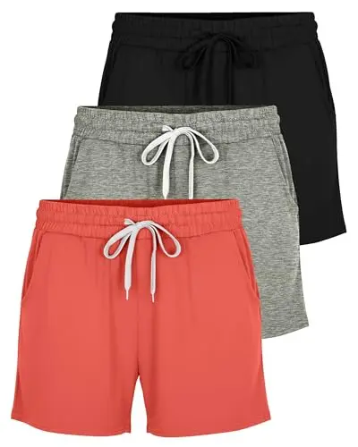 Real Essentials ultra-soft sweat shorts in a 3-pack for lounging and casual wear