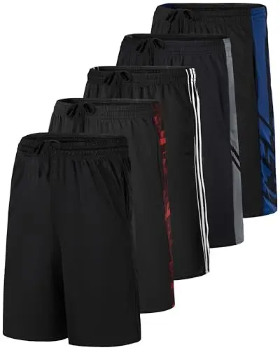 Real Essentials Boys Mesh Basketball Shorts with quick-dry fabric