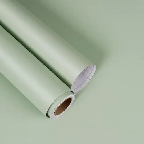 YENHOME solid matte sage green peel and stick wallpaper roll
