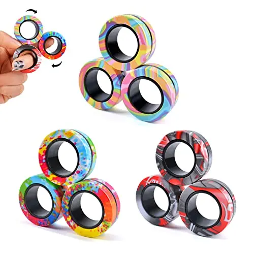 Cevioce 9-piece magnetic ring fidget toys for anxiety and focus