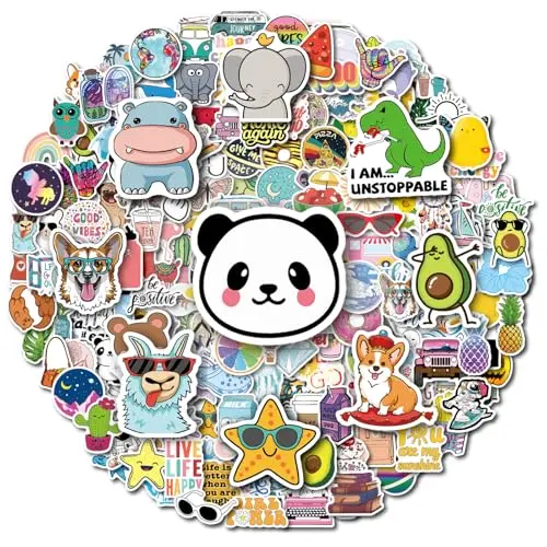 win4pdlay 200-piece pack of cute, waterproof animal and botanical stickers for water bottles.