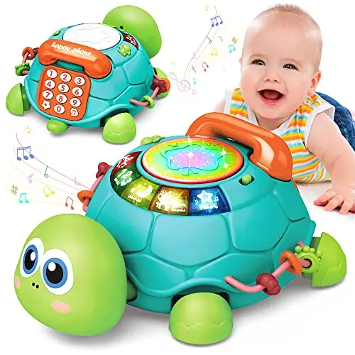 Jyusmile electronic crawling turtle baby toy with lights and buttons
