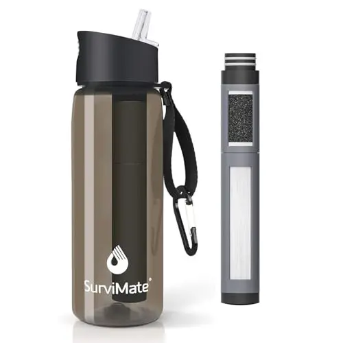 Survimate 5-Stage Ultra-Filtration water filter bottle in black