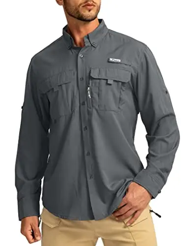 Pudolla Sports Men's long sleeve UPF50+ sun protection fishing shirt