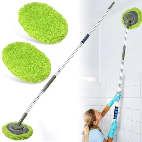 SLIIMU green wall and ceiling duster with an ergonomic foam handle and long pole