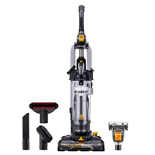Eureka black and yellow upright vacuum cleaner with pet turbo tool