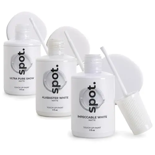 Spot. touch up paint three-pack kit with brush applicators in matte white shades