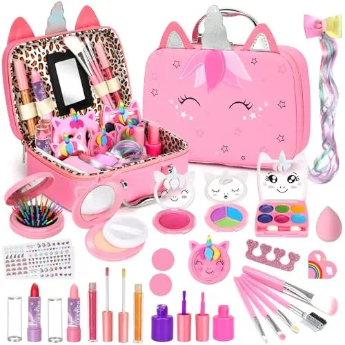 Heaning Kids Washable Makeup Kit with carrying case and accessories