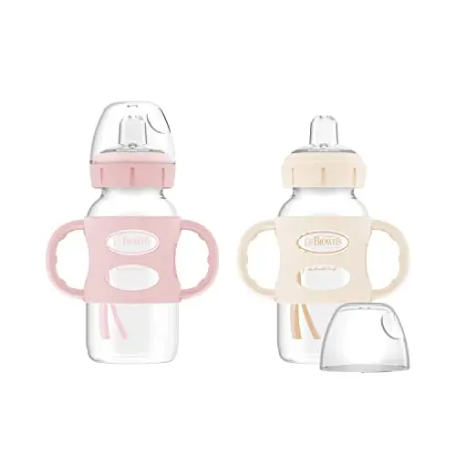 Dr. Brown's Milestones Wide-Neck Sippy Spout Bottle with silicone handles