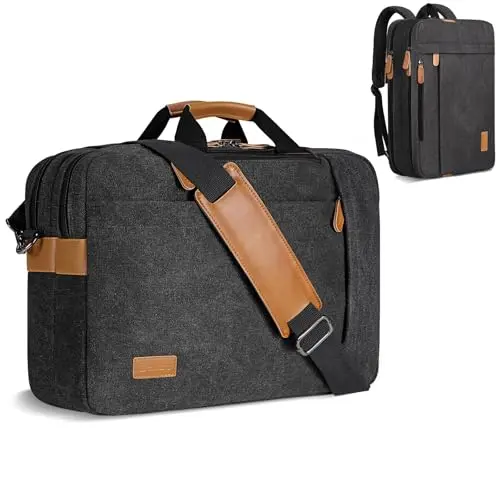 ESTARER 3-in-1 Convertible Laptop Bag in dark grey as a backpack