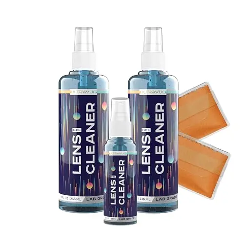 ULTRAVUE gel lens cleaner bottles and microfiber cloth