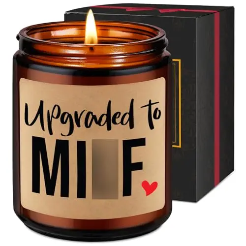 Fairy's Gift brown glass candle with lavender scent and funny pregnancy-themed label