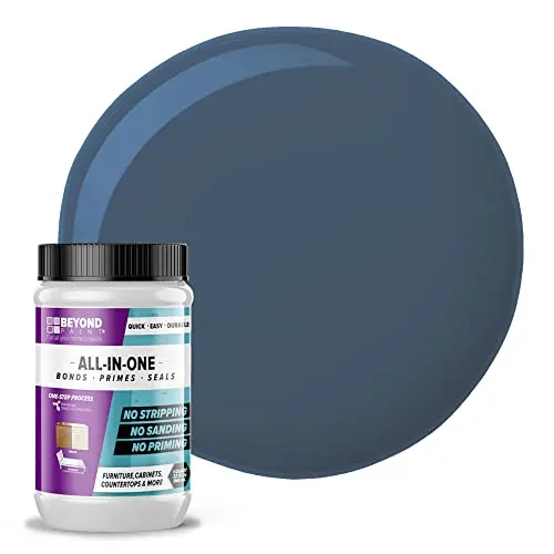 Beyond Paint All-in-One Refinishing Paint in Deep Blue color, quart size.