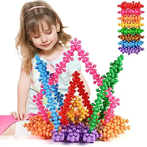 TOMYOU 200 piece set of colorful interlocking plastic building discs in a storage box.