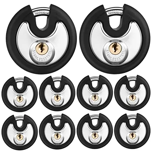 Ten Chumia black discus padlocks with rubber bumpers