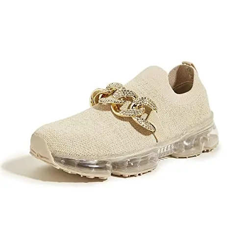LUCKY STEP Women Air Cushion Fashion Sneakers in apricot chain color