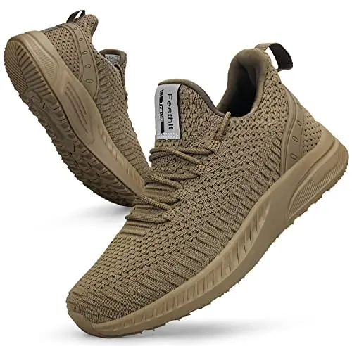 Feethit women's breathable running shoes in khaki color