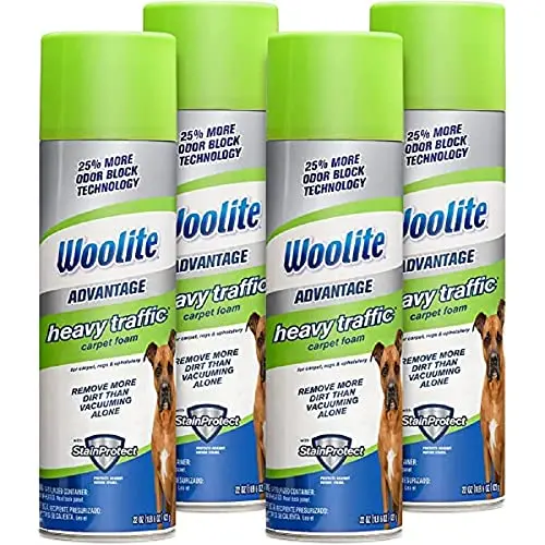 Bissell Woolite Advantage Heavy Traffic Carpet Foam 4-pack on a carpeted stair