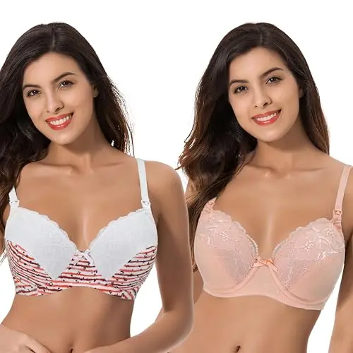 Curve Muse plus size underwire nursing bra in cream print
