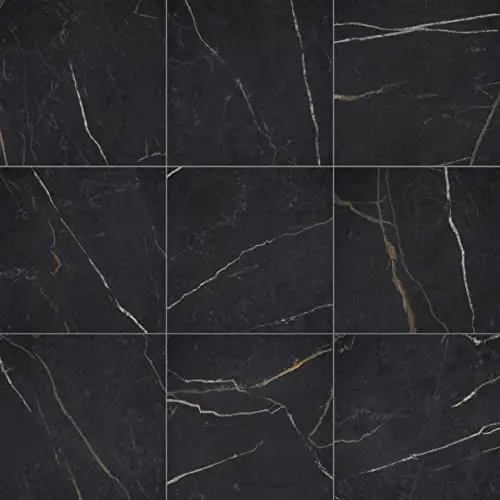 Daltile Perpetuo 12-inch square matte black marble look porcelain floor tile