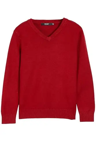 X RAY boys v-neck sweater in jester red, ideal for school uniforms