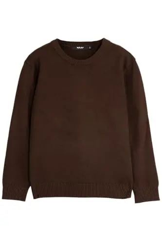 X RAY boys crewneck sweater in dark brown, a classic pullover style