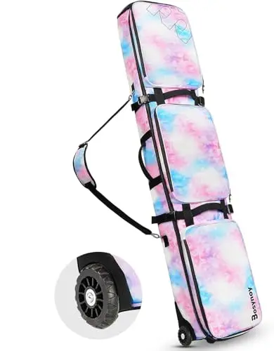 Bosynoy pink wheeled snowboard travel bag with extendable length