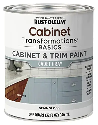 Rust-Oleum Cadet Gray cabinet paint can with semi-gloss finish