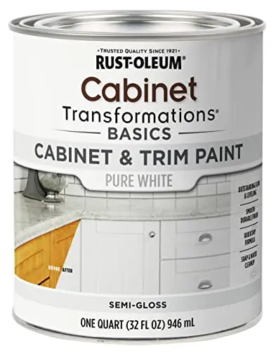 Rust-Oleum Transformations Basics Cabinet & Trim Paint in Pure White, quart can