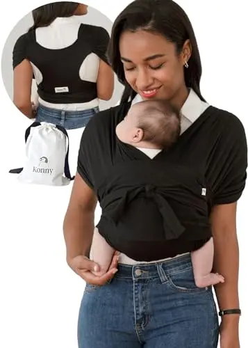 Konny Baby Carrier Flex SoftBreeze in Black, showing t-shirt style design