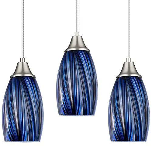 Karyfine dark blue blown art glass mini pendant light shade