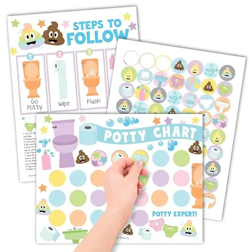 Hadley Designs Pastel Potty Training Chart with soft-colored stickers