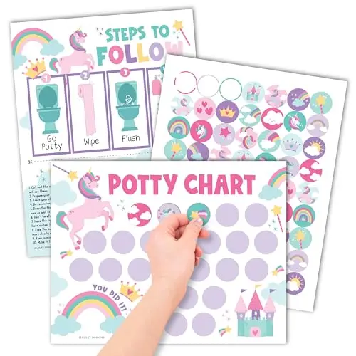 Hadley Designs Unicorn Potty Training Chart with colorful stickers