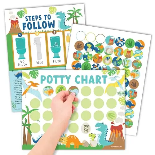 Hadley Designs Dinosaur Potty Training Chart with prehistoric stickers