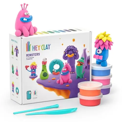 HEY CLAY Monsters Set with 15 cans of air-dry clay and sculpting tools