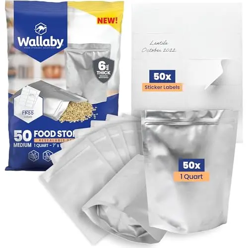 Wallaby 1-Quart Mylar Bags with gusseted bottom