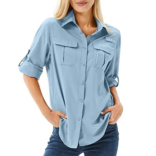 Toumett Women's UPF 50 Long Sleeve Sun Protection Shirt in Blue