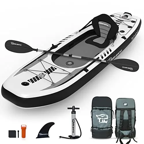TIGERXBANG black inflatable kayak with detachable seat