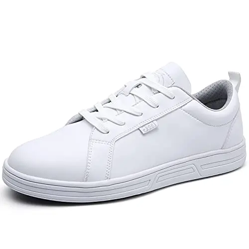 LMQLZHYC white leather-look slip-resistant work shoes for men