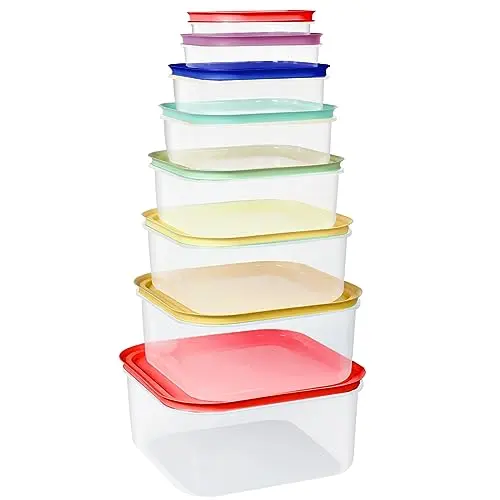 shopwithgreen multi-colored plastic storage bowls with lids nested together